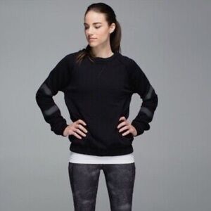 Lululemon Home Stretch Reflective Sweatshirt Fleece Lined Crew Neck Black